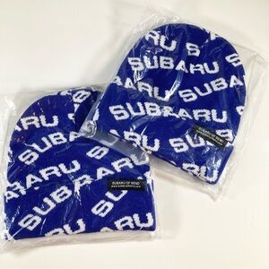 Subaru Blue and White Beanies Lot of 2 - Sealed